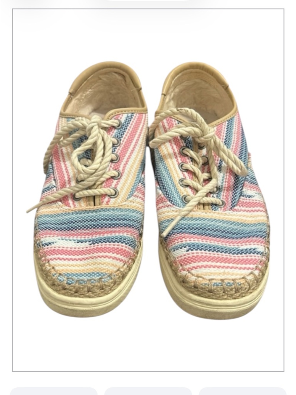 UGG Striped Pastel Knit Espadrille Lace-Up Sneakers Women’s Size 7.5